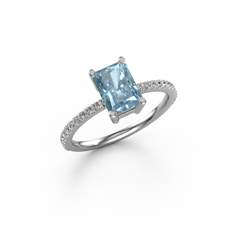 Image of Engagement ring Denita 2 RAD 950 platinum Blue lab grown diamond 7.5x5.5 mm