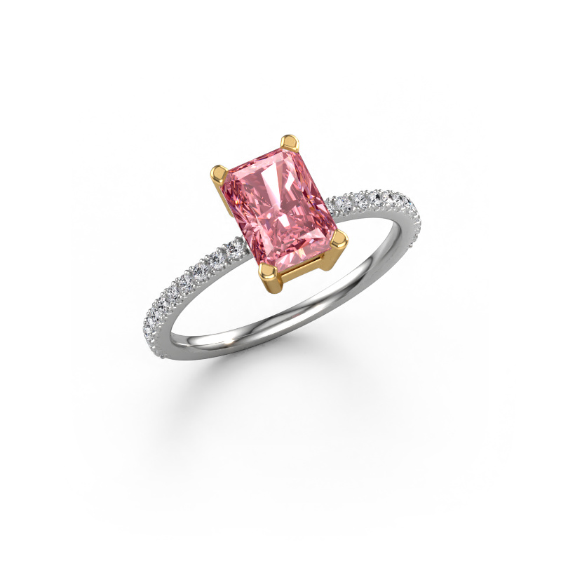 Image de Bague de fiançailles Denita 2 RAD 585 or blanc Diamant synthétique roze 7.5x5.5 mm