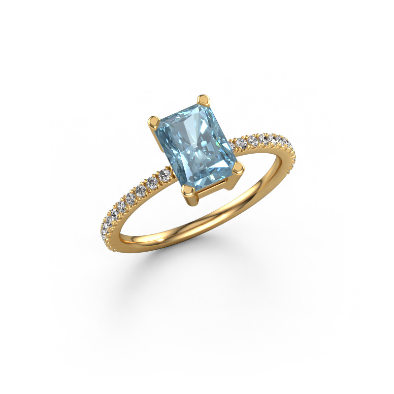 Image of Engagement ring Denita 2 RAD 585 gold Blue lab grown diamond 7.5x5.5 mm