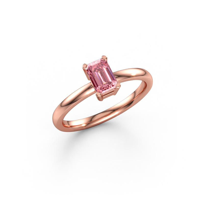 Image of Engagement ring Denita 1 EME 585 rose gold Pink lab grown diamond 6x4 mm