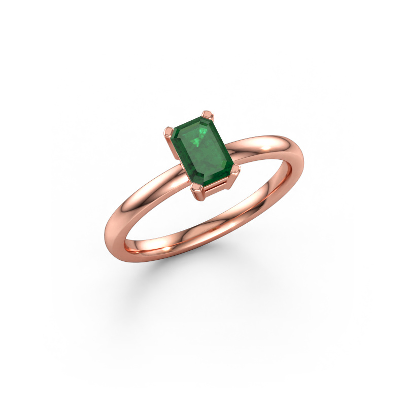 Bild av Förlovningsring Denita 1 EME 585 roséguld Smaragd 6x4 mm