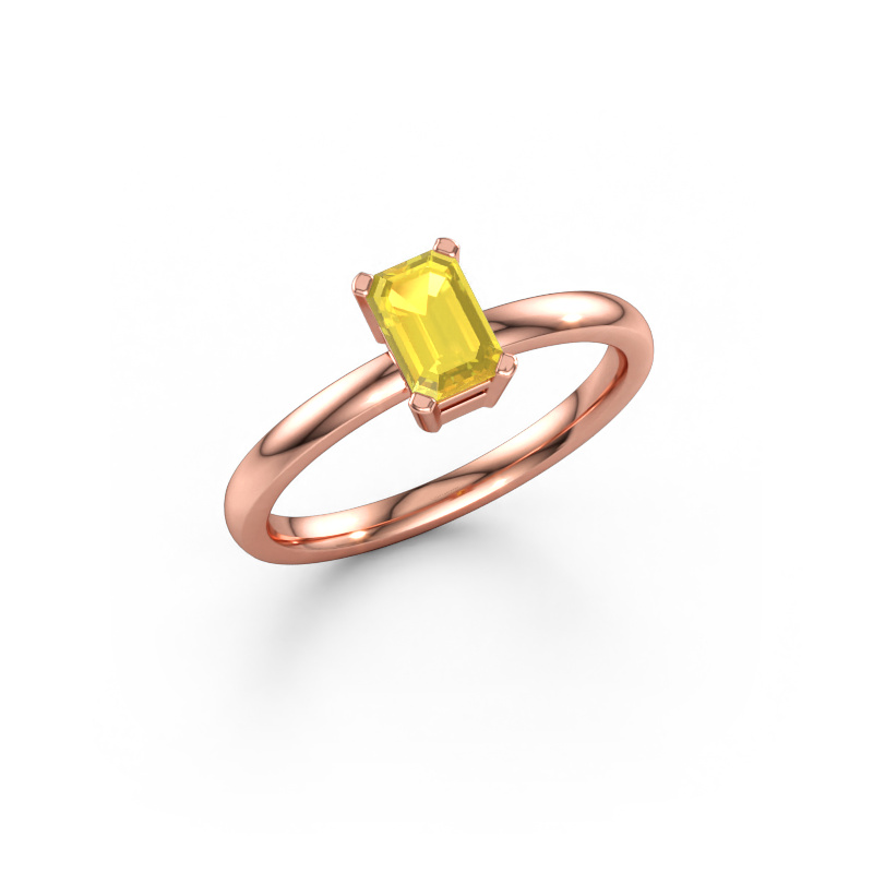 Bild av Förlovningsring Denita 1 EME 585 roséguld Gul safir 6x4 mm