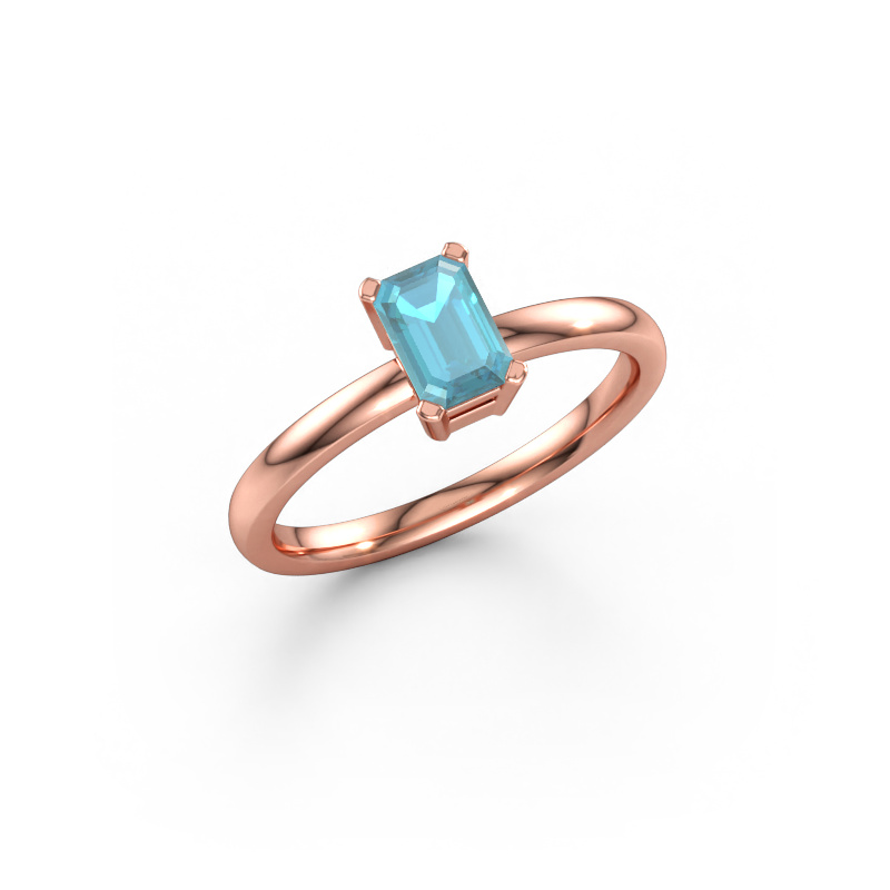 Bild av Förlovningsring Denita 1 EME 585 roséguld Blå topas 6x4 mm