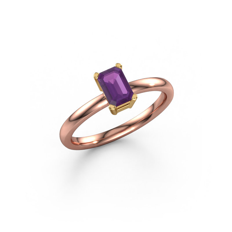 Image of Engagement ring Denita 1 EME 585 rose gold Amethyst 6x4 mm