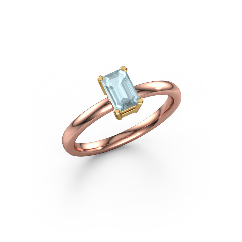 Bild von Verlobungsring Denita 1 EME 585 Roségold Aquamarin 6x4 mm