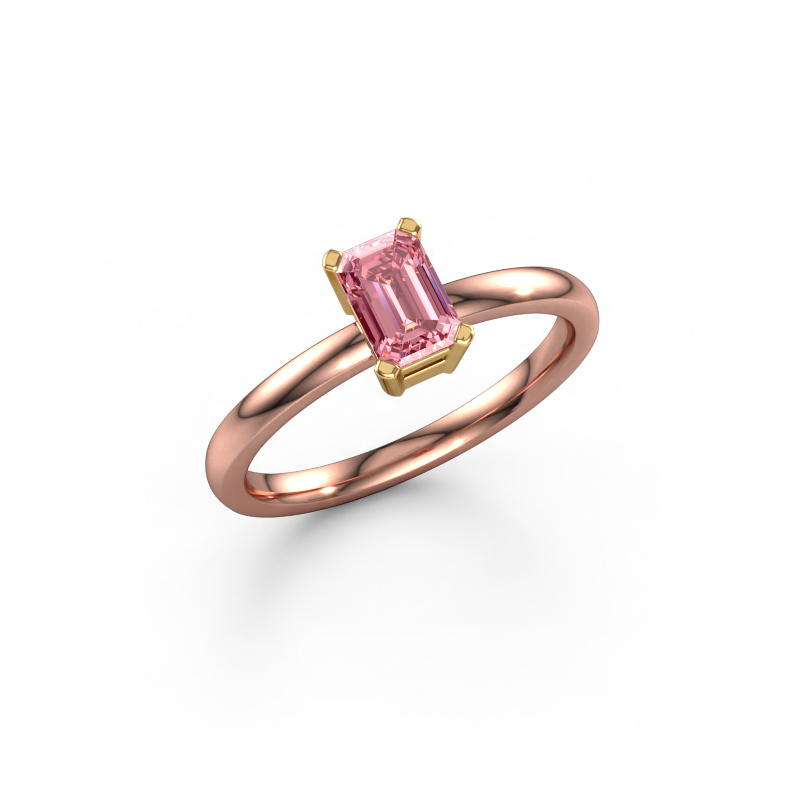 Image de Bague de fiançailles Denita 1 EME 585 or rose Diamant synthétique roze 6x4 mm