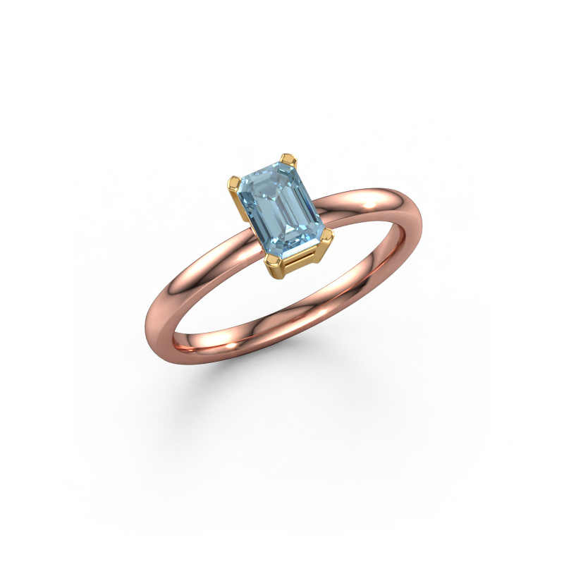 Image of Engagement ring Denita 1 EME 585 rose gold Blue lab grown diamond 6x4 mm