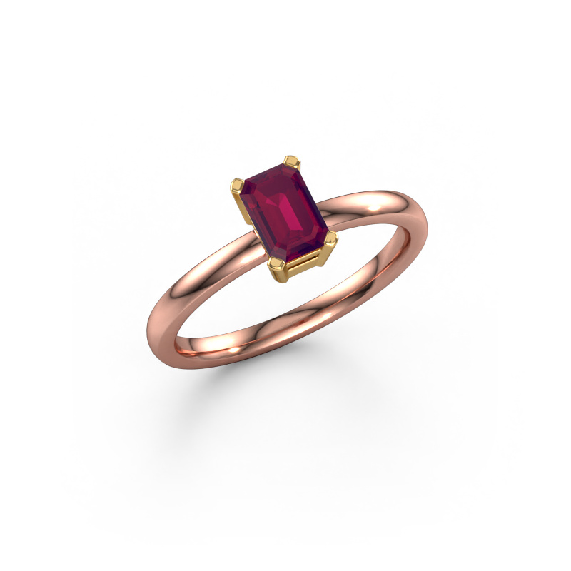 Image of Engagement ring Denita 1 EME 585 rose gold Rhodolite 6x4 mm