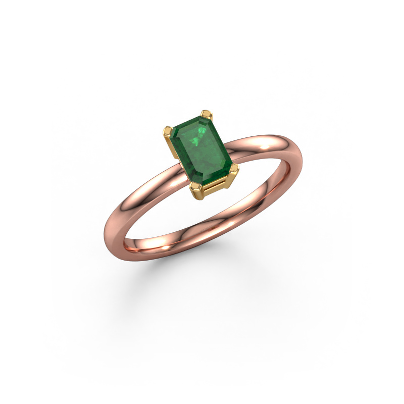 Bild von Verlobungsring Denita 1 EME 585 Roségold Smaragd 6x4 mm