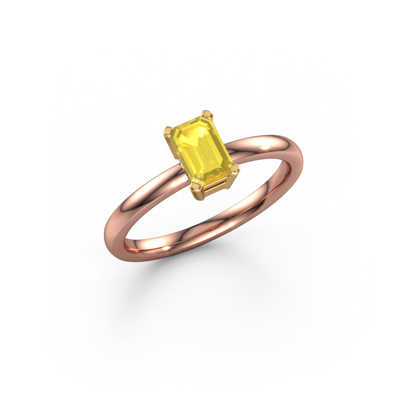 Image de Bague de fiançailles Denita 1 EME 585 or rose Saphir jaune 6x4 mm