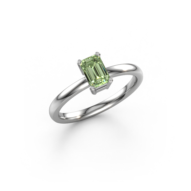 Image of Engagement ring Denita 1 EME 950 platinum Green lab grown diamond 6x4 mm