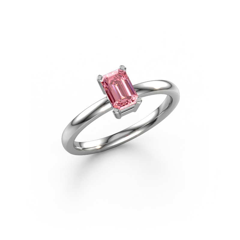 Image de Bague de fiançailles Denita 1 EME 950 platine Diamant synthétique roze 6x4 mm
