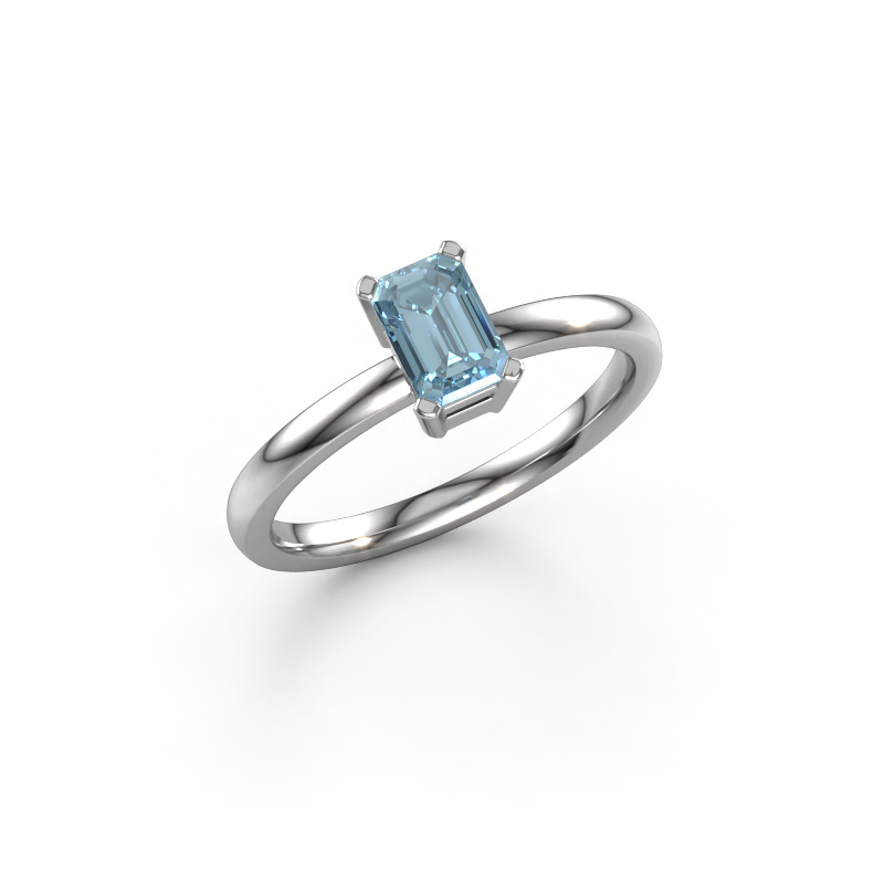 Image of Engagement ring Denita 1 EME 950 platinum Blue lab grown diamond 6x4 mm
