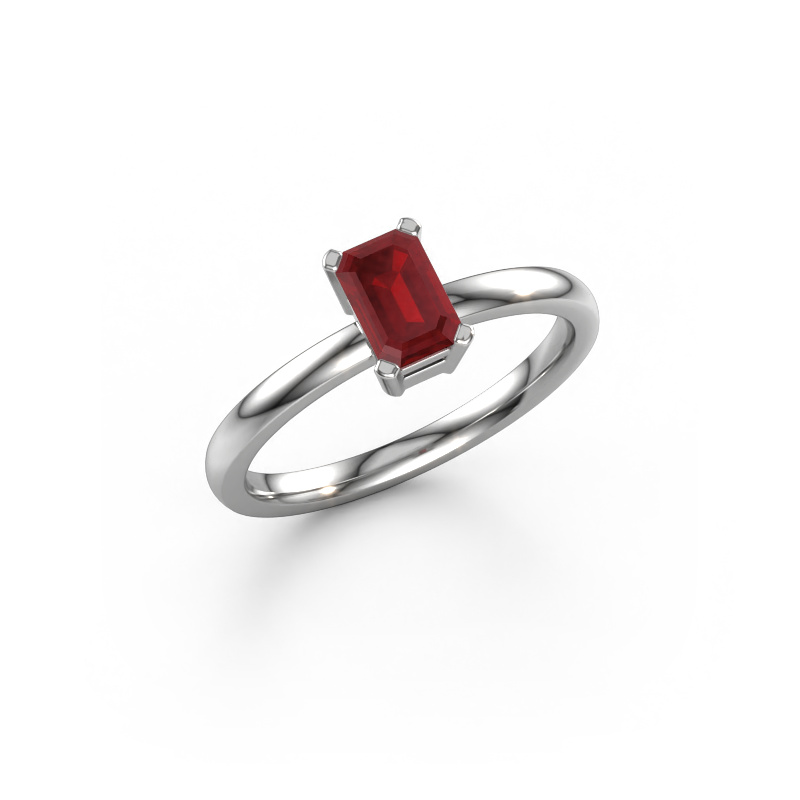 Image of Engagement ring Denita 1 EME 950 platinum Ruby 6x4 mm