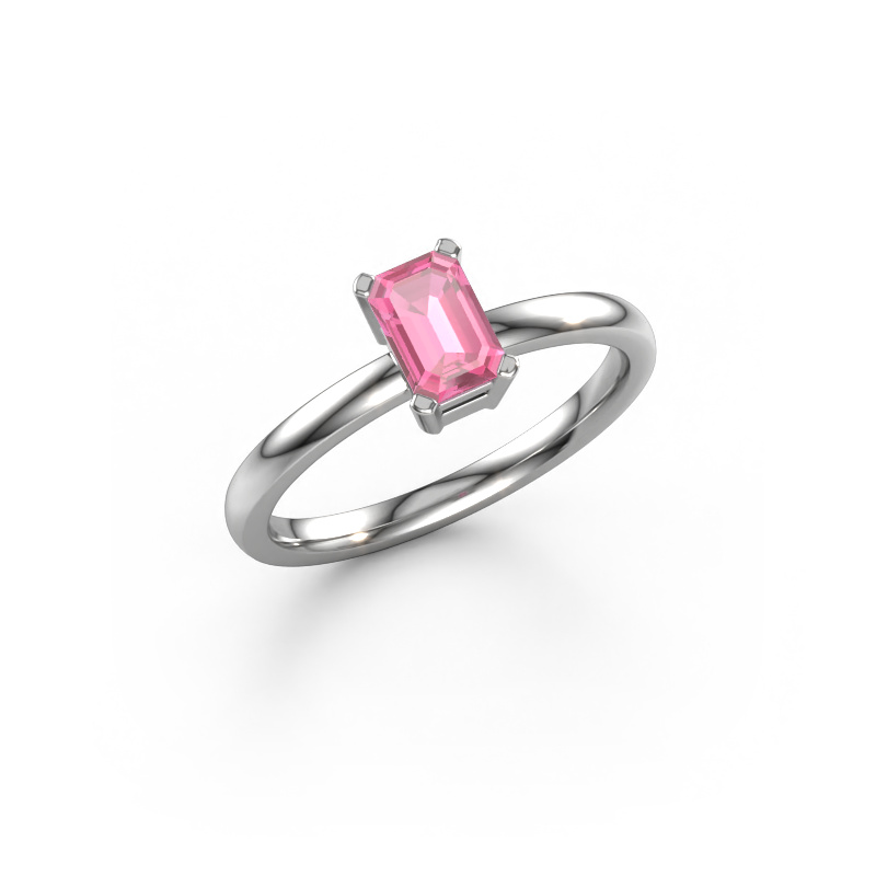 Image of Engagement ring Denita 1 EME 950 platinum Pink sapphire 6x4 mm