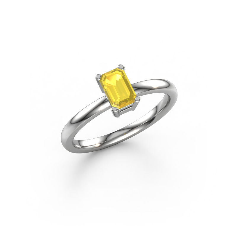 Image of Engagement ring Denita 1 EME 950 platinum Yellow sapphire 6x4 mm