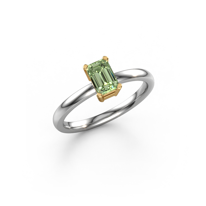 Image of Engagement ring Denita 1 EME 585 white gold Green lab grown diamond 6x4 mm