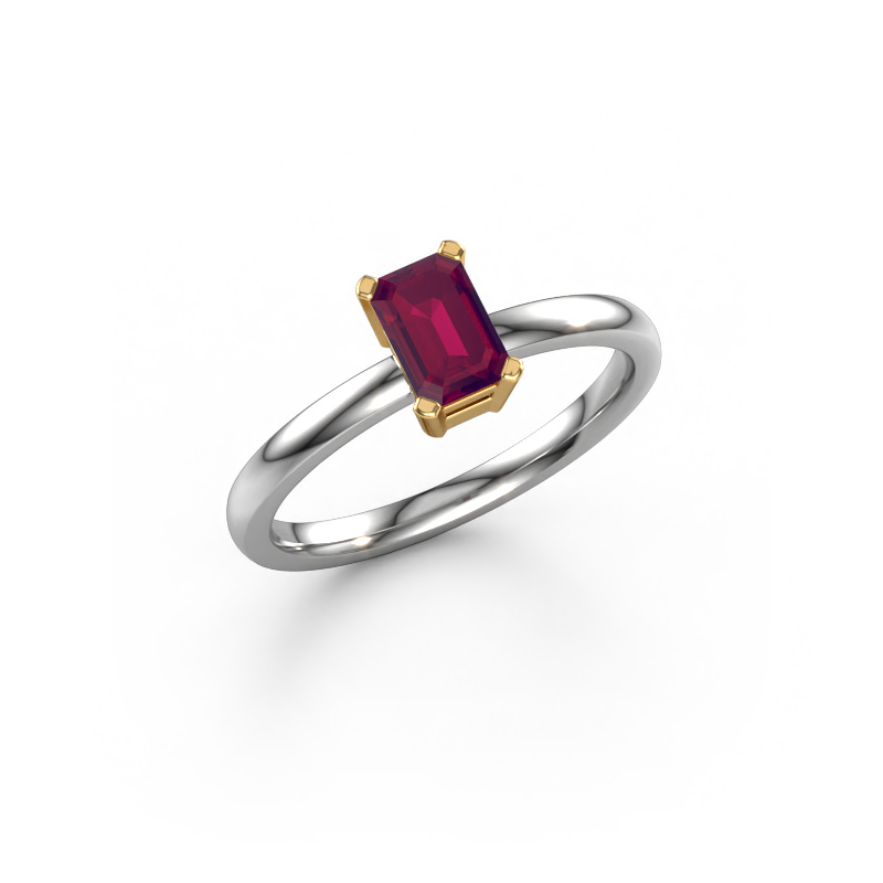 Image of Engagement ring Denita 1 EME 585 white gold Rhodolite 6x4 mm