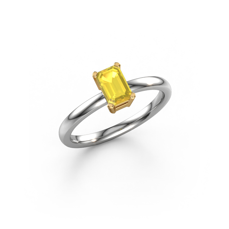 Bild von Verlobungsring Denita 1 EME 585 Weißgold Gelb Saphir 6x4 mm