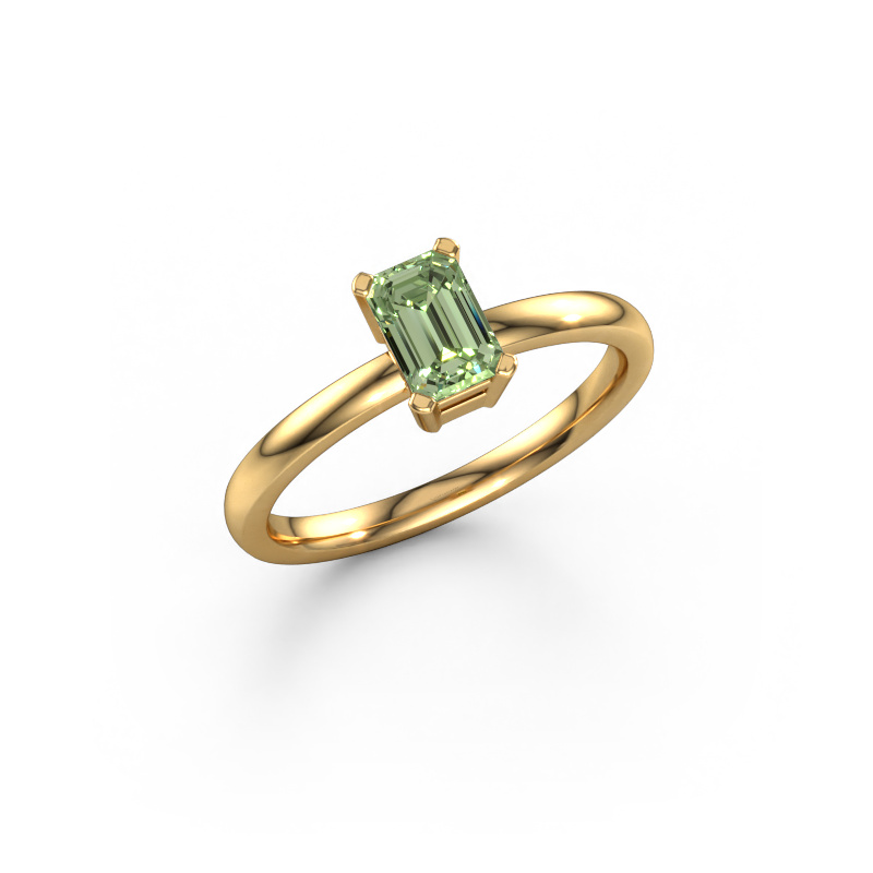 Image of Engagement ring Denita 1 EME 585 gold Green lab grown diamond 6x4 mm