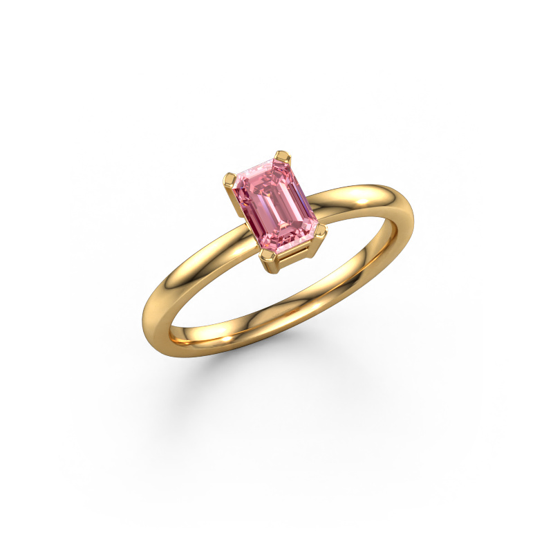 Image of Engagement ring Denita 1 EME 585 gold Pink lab grown diamond 6x4 mm