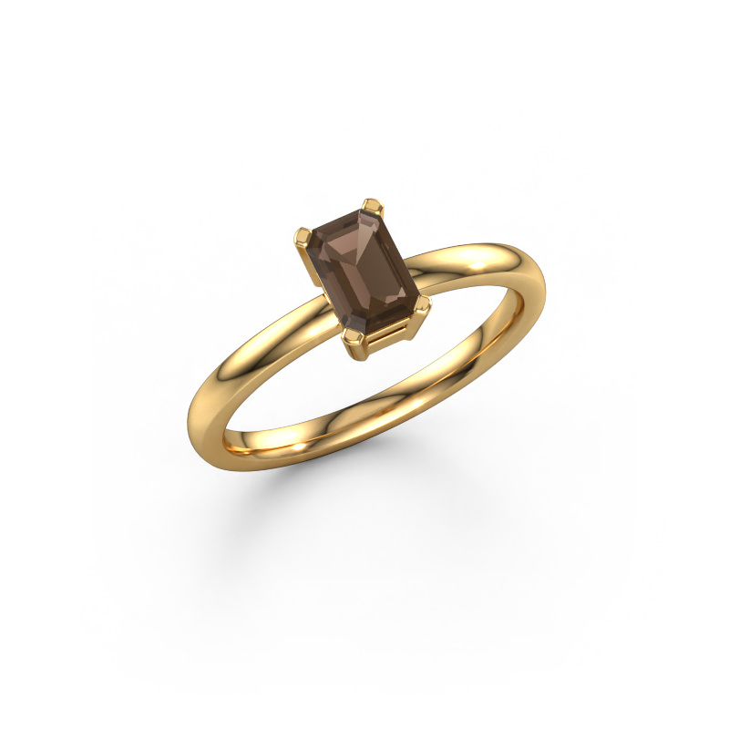 Image of Engagement ring Denita 1 EME 585 gold Smokey quartz 6x4 mm