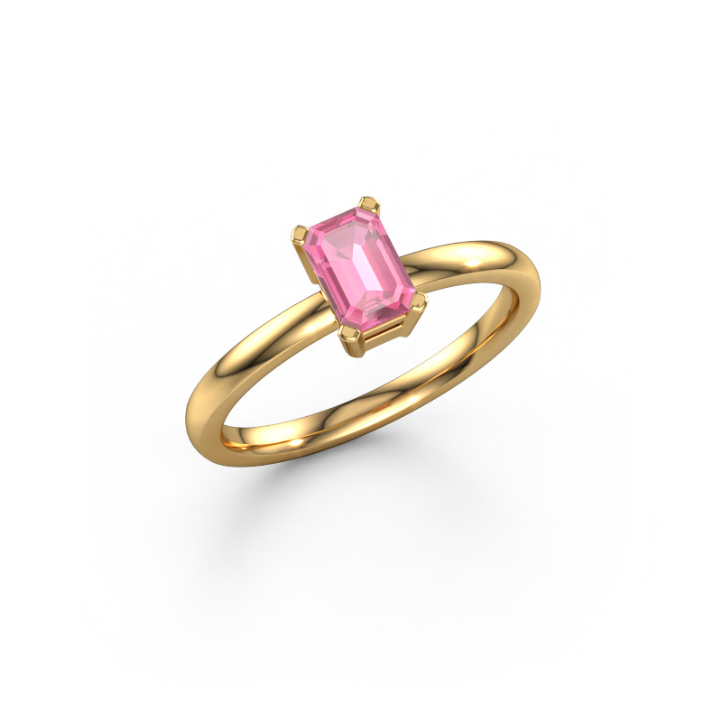 Image de Bague de fiançailles Denita 1 EME 585 or jaune Saphir rose 6x4 mm