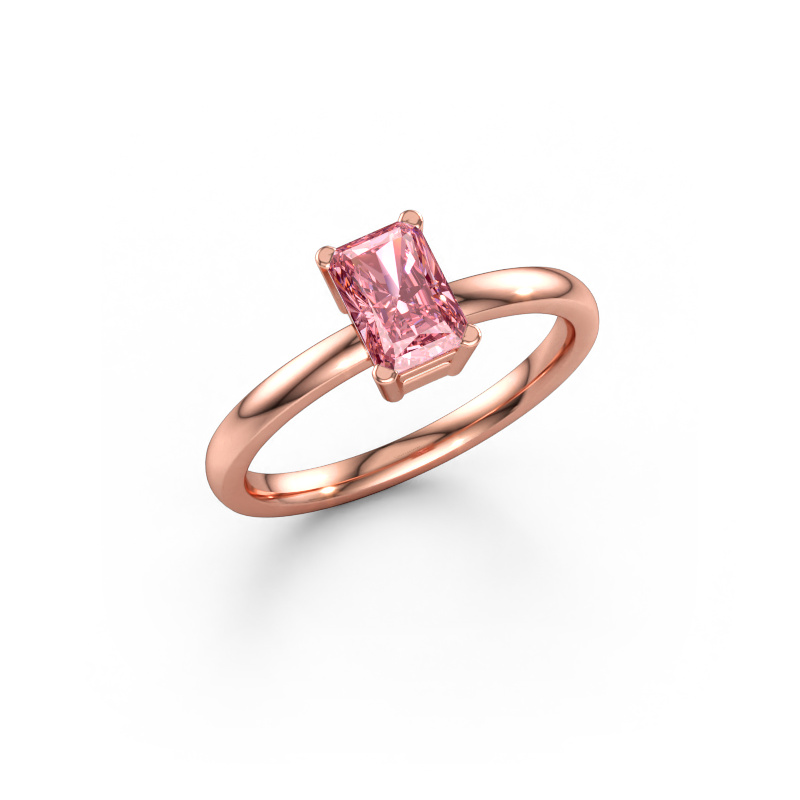 Image of Engagement ring Denita 1 RAD 585 rose gold Pink lab grown diamond 6.5x4.5 mm