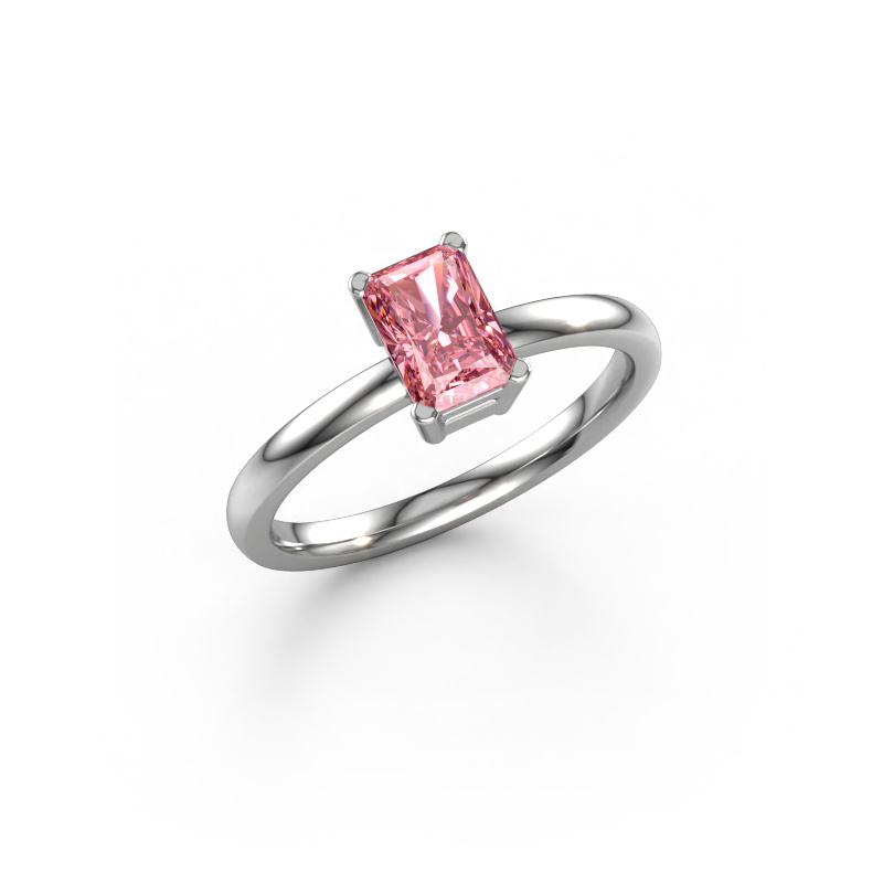 Image de Bague de fiançailles Denita 1 RAD 950 platine Diamant synthétique roze 6.5x4.5 mm