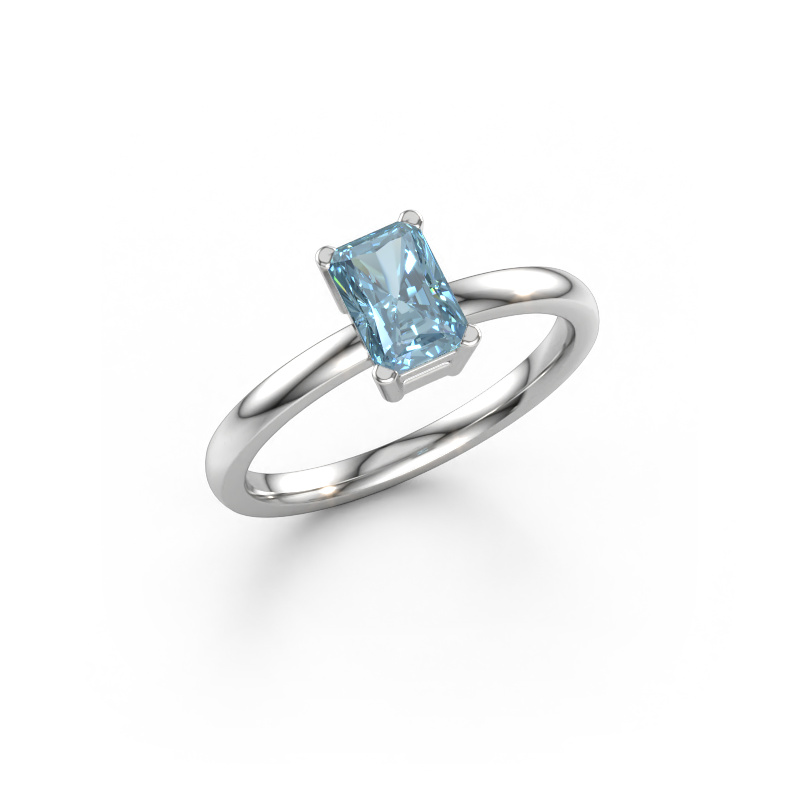 Immagine di Anello di fidanzamento Denita 1 RAD 950 platino Diamante lab grown blu 6.5x4.5 mm