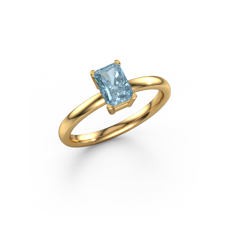 Image of Engagement ring Denita 1 RAD 585 gold Blue lab grown diamond 6.5x4.5 mm