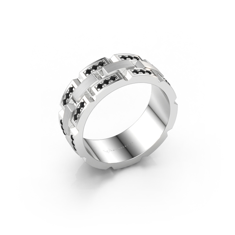 Immagine di Anello da uomo Ricardo 4 585 oro bianco Diamante nero 0.486 crt