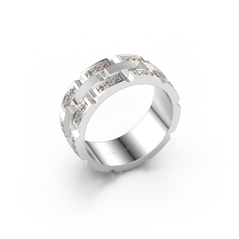 Immagine di Anello da uomo Ricardo 4 585 oro bianco Diamante marrone 0.405 crt