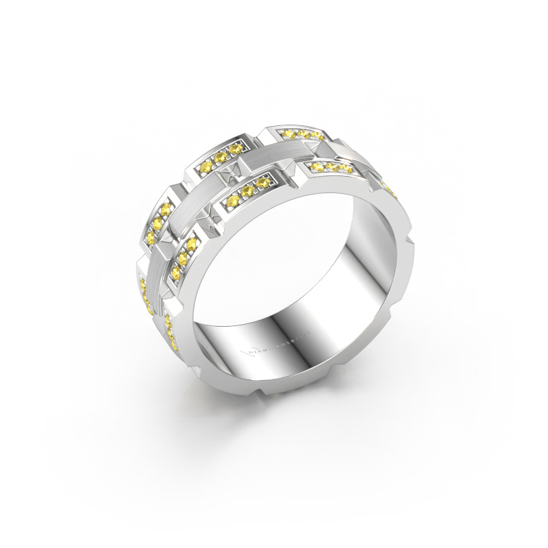 Image of Men's ring Ricardo 4 585 white gold Yellow sapphire 1.2 mm
