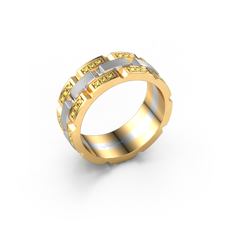 Image de Bague pour homme Ricardo 4 585 or blanc Saphir jaune 1.2 mm