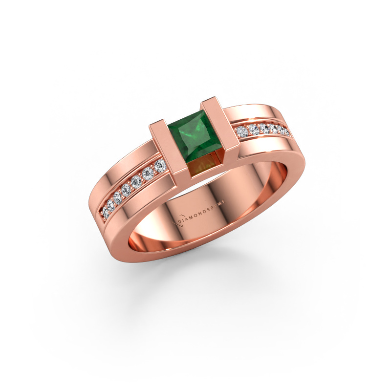 Immagine di Anello di fidanzamento Desire 585 oro rosa Smeraldo 4 mm