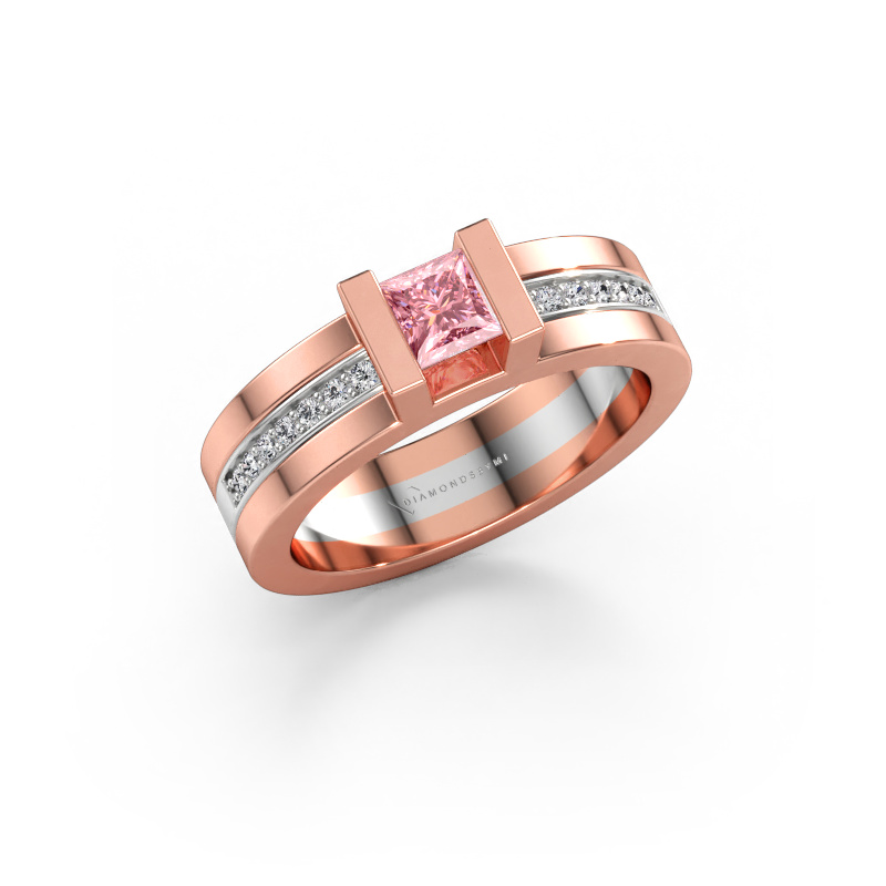 Image of Engagement ring Desire 585 rose gold Pink lab grown diamond 4 mm