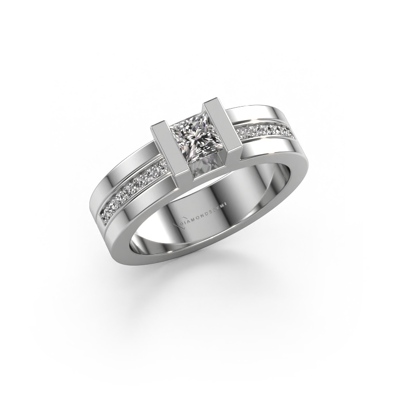 Image of Engagement ring Desire 585 white gold Custom diamond 4 mm