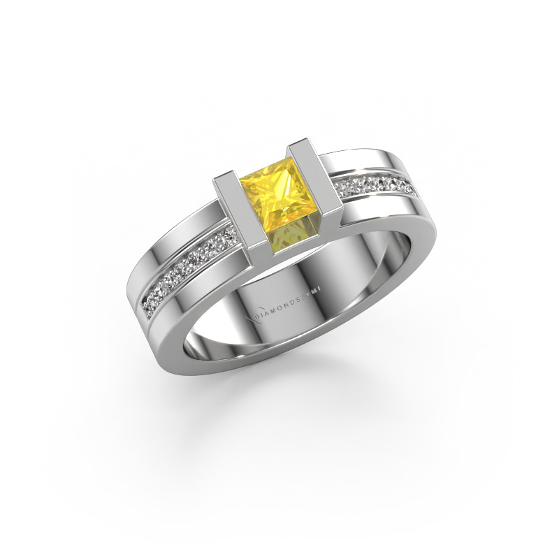 Image of Engagement ring Desire 585 white gold Yellow sapphire 4 mm