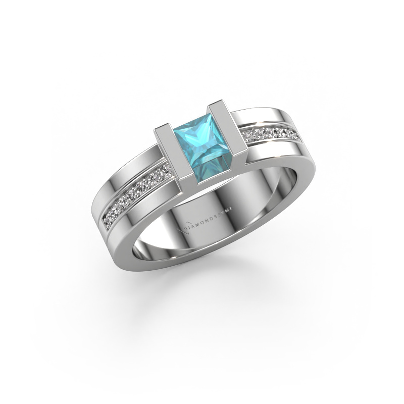 Image of Engagement ring Desire 585 white gold Blue topaz 4 mm