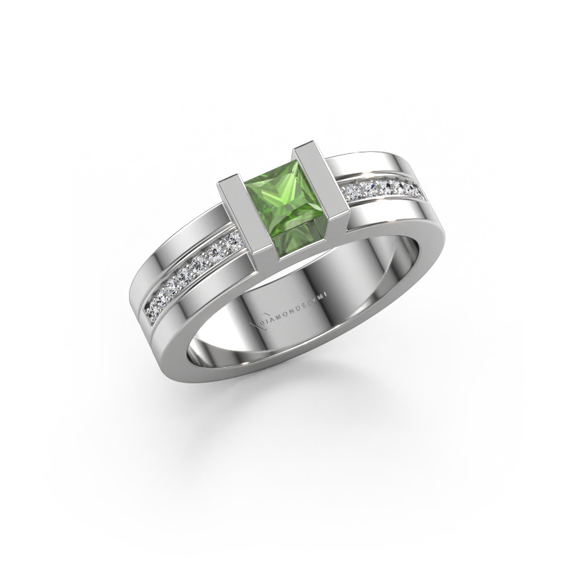 Image of Engagement ring Desire 585 white gold Tourmaline green 4 mm