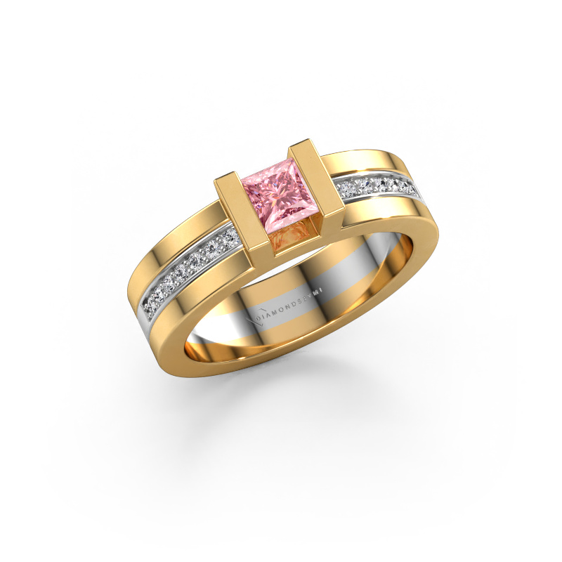 Image of Engagement ring Desire 585 gold Pink lab grown diamond 4 mm