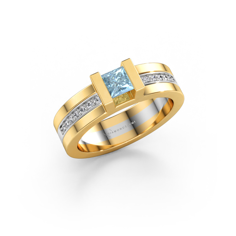 Image of Engagement ring Desire 585 gold Blue lab grown diamond 4 mm