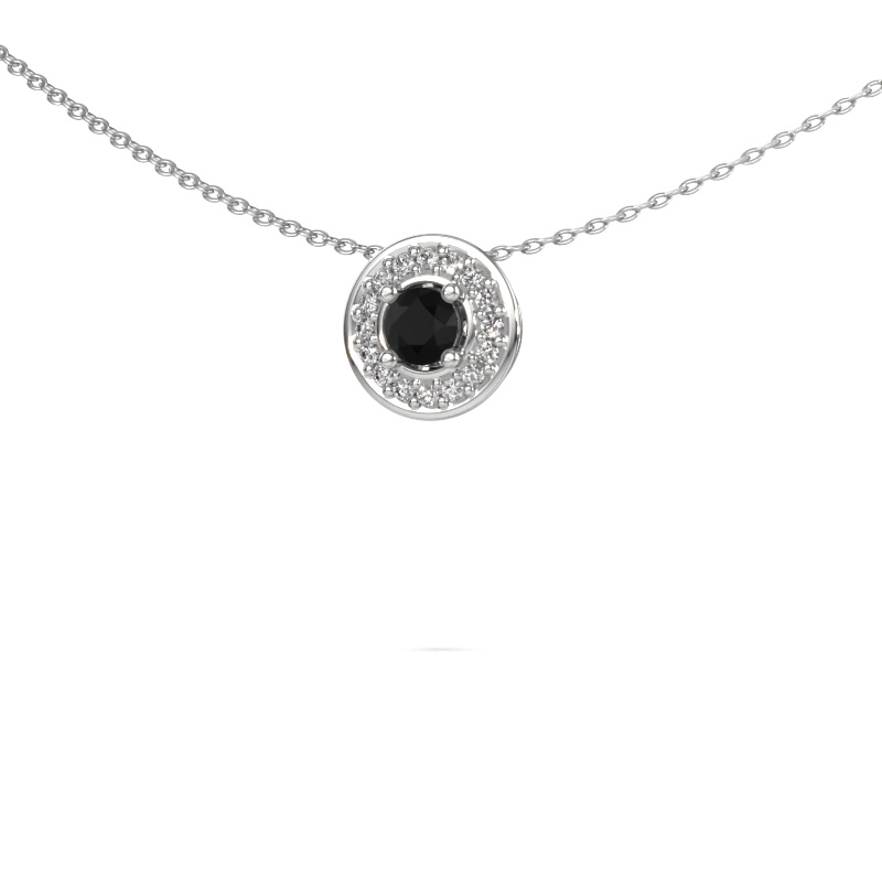 Image of Pendant Agaat 585 white gold Black diamond 0.42 crt