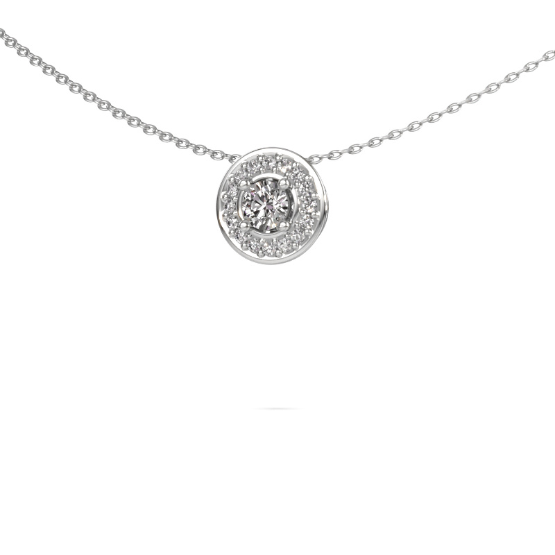 Image of Pendant Agaat 585 white gold Zirconia 4 mm