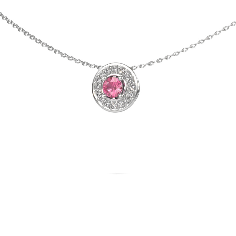 Image of Pendant Agaat 585 white gold Pink sapphire 4 mm