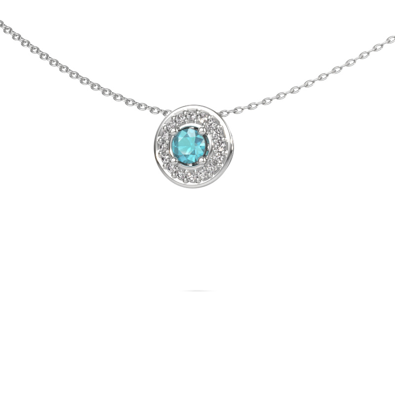 Image of Pendant Agaat 585 white gold Blue topaz 4 mm