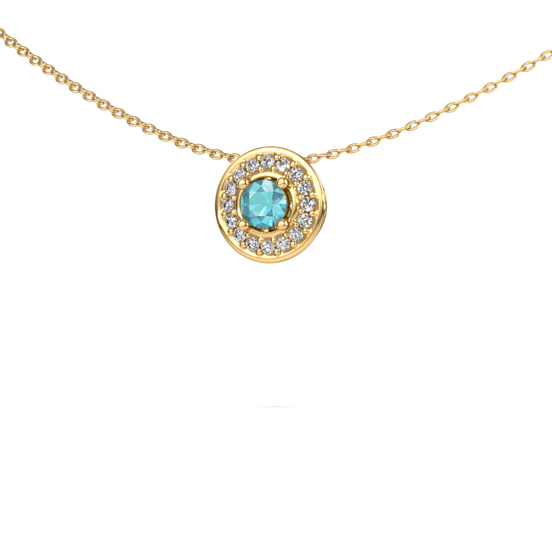 Image of Pendant Agaat 585 gold Blue topaz 4 mm