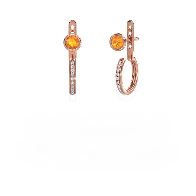 Image de Clous d'oreilles Destiny 585 or rose Citrine 4 mm