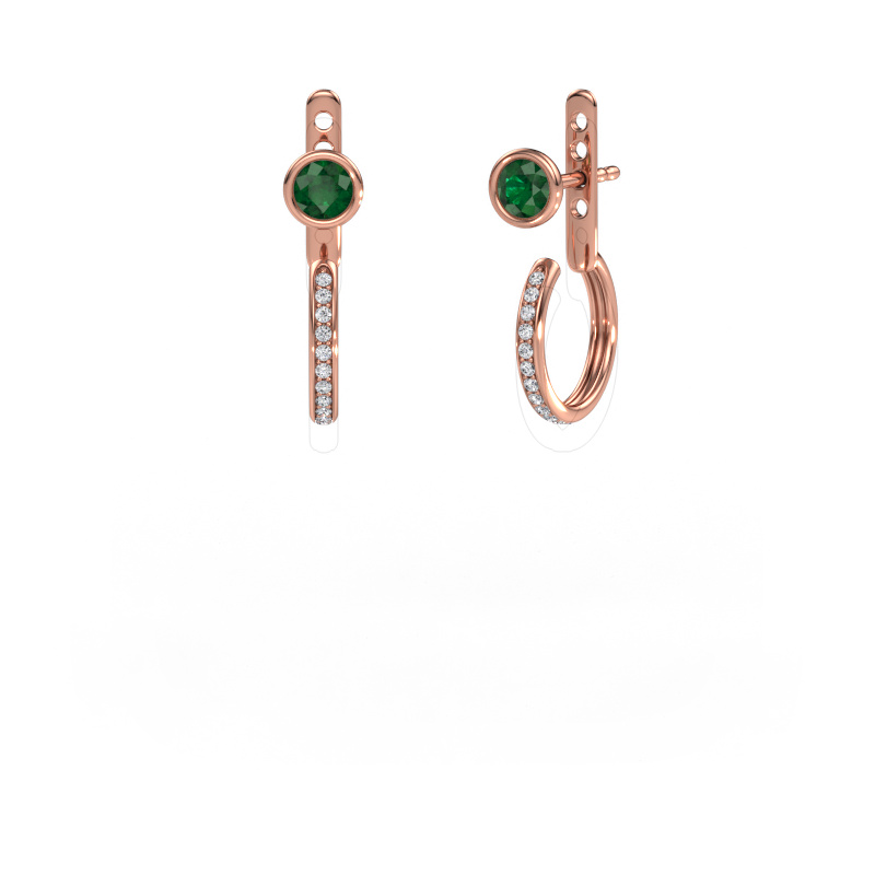 Image de Clous d'oreilles Destiny 585 or rose Emeraude 4 mm